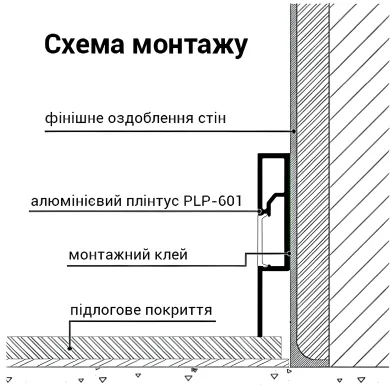 Профиль плинтус PLP-601 60*10мм 1м + матовый рассеиватель