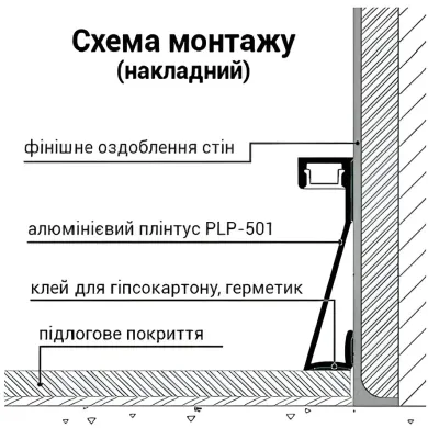 Профиль плинтус PLP-501 50*14,8мм 1м + матовый рассеиватель