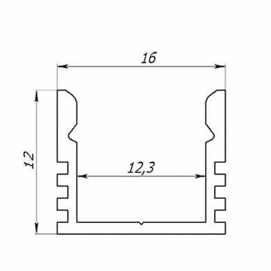 фото Накладной профиль ЛП-12 анод 1м + матовый рассеиватель