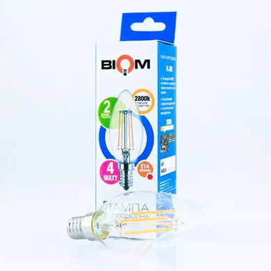 фото LED лампочка Biom Filament E14 C37 4вт 2800К