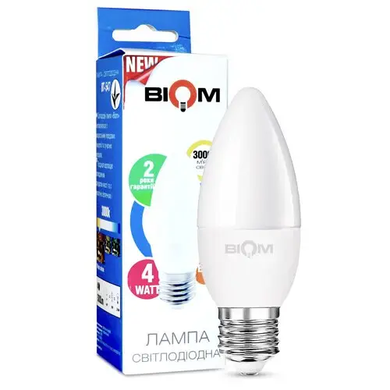 фото LED лампочка Biom E27 C37 4вт 3000К