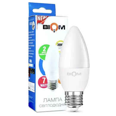 фото LED лампочка Biom E27 C37 7вт 3000К