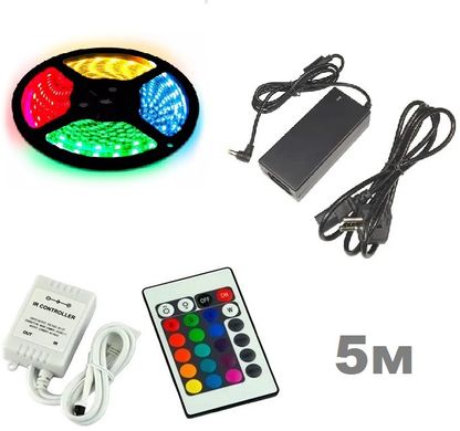 фото Комплект світлодіодної LED стрічки 12в RGB 5м 60led/m ip65