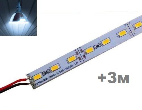 фото LED линейка 12v 18вт Белый + скотч 3м