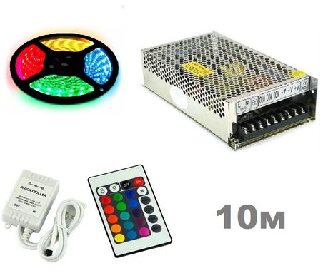 фото Комплект светодиодной LED ленты 12в RGB 10м 60led/m ip65