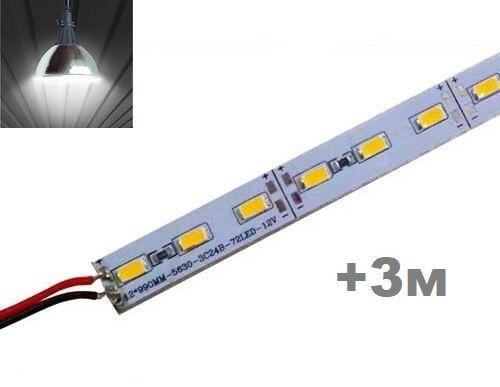 фото LED линейка 12v 18вт Нейтральный + скотч 3м