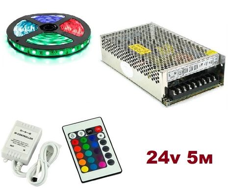 фото Комплект светодиодной LED ленты 24в RGB 5м 60led/m ip20